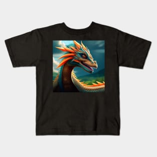 Ancient Blue and Orange Dragon Kids T-Shirt